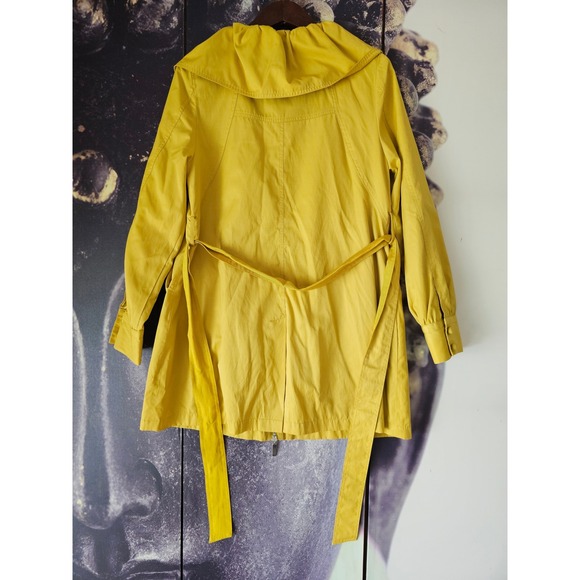 Vertigo Paris Jacket Medium Yellow Ruffle Collar Zip Front Coat with Belt Size M - Picture 6 of 6